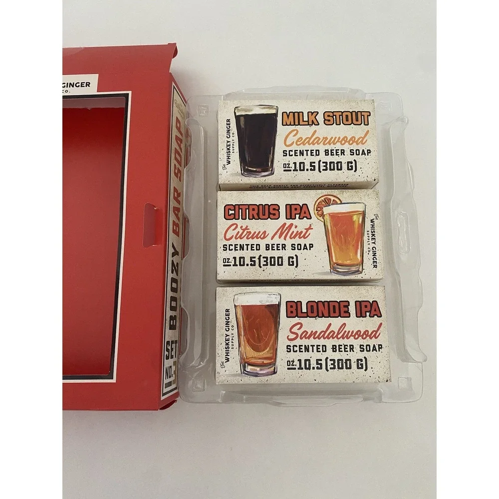Whiskey Ginger Supply 3‎ Scented Bar Soaps Citrus Mint Cedarwood Sandalwood NEW